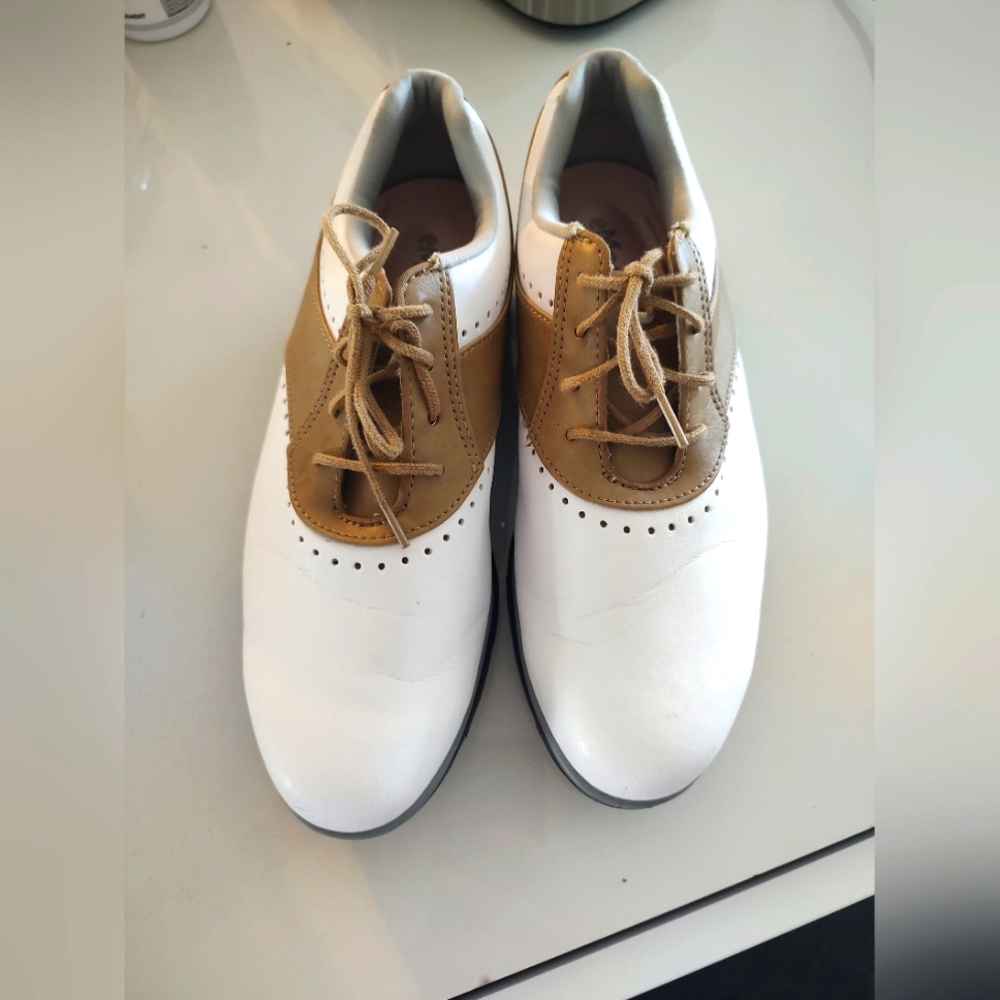 Women's Golf Shoes Like New (7) eMerge Tan & White